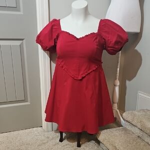 Torrid Red Women's Dress with Puff Detail